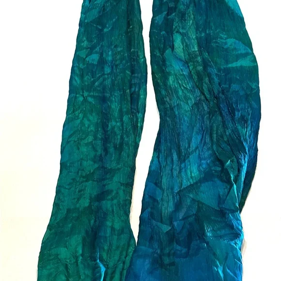 Lua Teal and Blue Silk Scarf - Picture 1 of 3